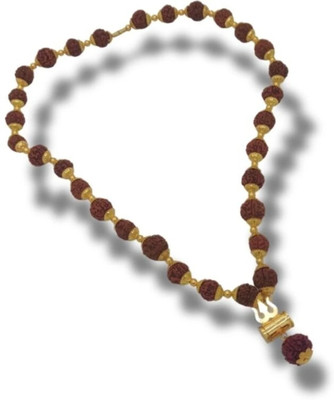 Green Spiritual Most Demanded God Sri Shiv Damru Dotted Locket Pendant With Mala Gold-plated Plated Brass Chain Set