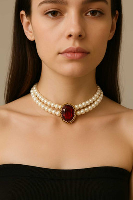 Miraanya Designer choker necklace for women for every occasion Gold-plated Plated Alloy Choker