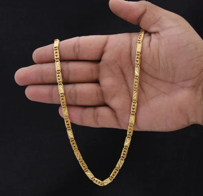 COCHAVI 1 gram High Quality Indian Polished “20” Inches Gold Chain for Men and boy Gold-plated Plated Alloy Chain
