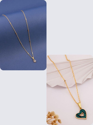 Dressberry SET OF 2 PENDANT CHAIN FOE GIRLS AND WOMEN Gold-plated Plated Brass Necklace Set