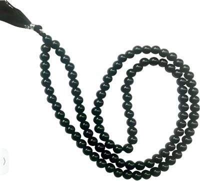 Navdurga Jyotish Kendra Natural Black Hakik Mala 108 +1 Beads Mala Lab Certified Mala Agate Stone Necklace