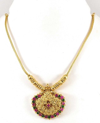 AFJ GOLD Emerald, Ruby Gold-plated Plated Copper Necklace