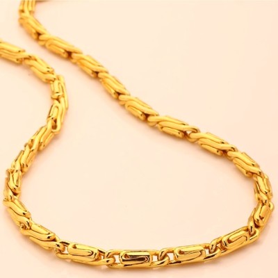 LA MESKEY Golden Chain For Boys Stylish Round Fisher Ball Necklace Chain For Men Women Gold-plated Plated Copper, Alloy Chain
