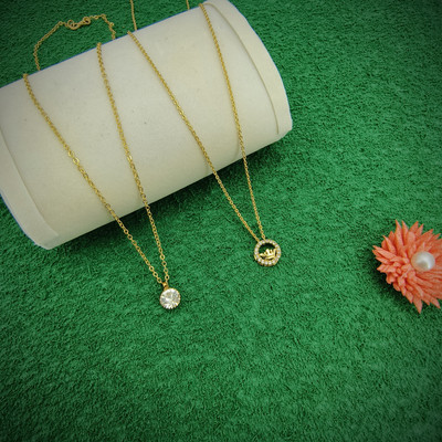 Dham Jewels Fancy Gold Plated Pendent Chain For All Age Girls And Women Diamond Gold-plated Plated Alloy Chain