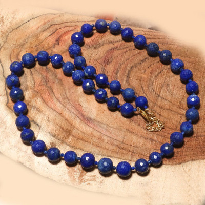 Silver Aura Creations Beautiful Lapis Ball Shape Beads Necklace, 295 Cts. Sterling Silver Necklace Lapis Lazuli Sterling Silver Plated Sterling Silver Necklace