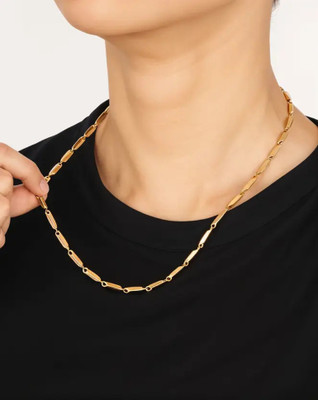 Ziviana Store Gold Plated Stainless Steel Rice Chain for Men & Boys Chain Gifts for Boyfriend Silver Plated Stainless Steel Chain