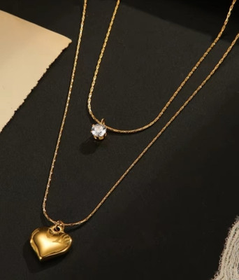 Glonio Crystal Gold-plated Plated Stainless Steel Necklace
