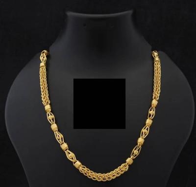 Rakmeja 1 gram High Quality Indian Polished “20” Inches Gold Chain for Men and boy Gold-plated Plated Alloy Chain