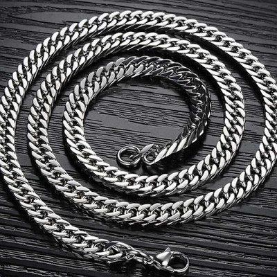 HOUSEOFTRENDZZ MEN STEEL CHAIN HIGH POLISHED GOOD COLOUR QUALITY Sterling Silver Plated Steel Chain (PACK OF 1) STERLING SILVER Sterling Silver Plated Stainless Steel Chain