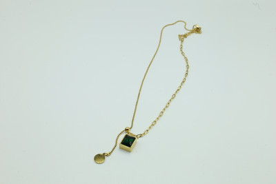 Glamzind Fashion Glamzind Golden Delicate Emerald Neck Piece Alloy Necklace