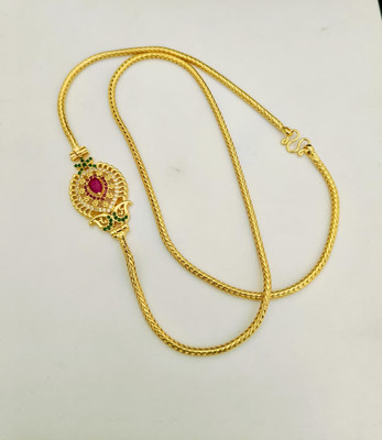 Kowsalya Gold Covering WOMAN MUGAPPU CHAIN Diamond, Emerald, Ruby Gold-plated Plated Brass Chain