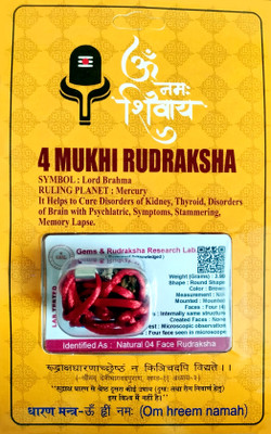 Robin Export Company 4 Mukhi Nepali Rudraksha four Faced Rudraksha With Certificate Lab Test Sterling Silver Beads Wood
