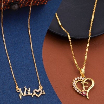 BOGHRA SALES New Stylish & Fancy glorious Micro Gold Plated Antique Necklace Chain Combo Cubic Zirconia, Ruby Gold-plated Plated Alloy Chain