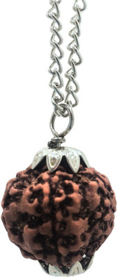 A1 yashvriddhi 5 Mukhi Rudraksha Nepali with Lab Certificate Beads Silver Plated Brass, Wood Chain