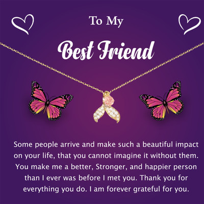 Glamovia Minimalist Gold Tone Flower Necklace Message Card With Gift Box Happy Birthday Cubic Zirconia Gold-plated Plated Alloy Necklace