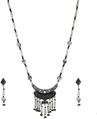 Inati Beautiful Tibetan-style necklace with metal and turquoise beads Nacklace Beads Silver Plated Alloy Chain Set