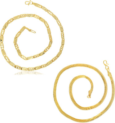 MissMister Brass Gold plated Combo of two Necklace for Men Women Gold-plated Plated Brass Chain