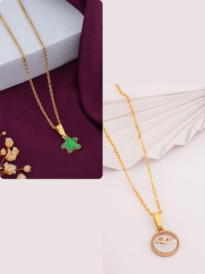 Dressberry DressBerry Set of 2 Women Gold-Plated Chain With Charms Pendant Gold-plated Plated Brass Necklace