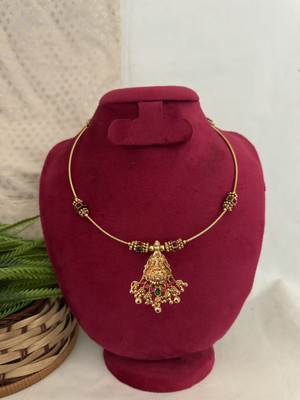 Influtive Traditional Wedding Wear Necklace/Jewellery Set For Women and Girls Cubic Zirconia Gold-plated Plated Brass Necklace Set