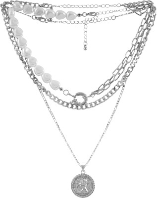 Joker & Witch Aella Silver Pearl Silver Plated Alloy Necklace