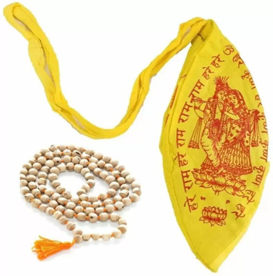 Sikarwar Traders Natural Tulsi Japa Mala and Gomukhi ( Japa Bag ) Combo 108+1 Beads Tulsi Wood Chain
