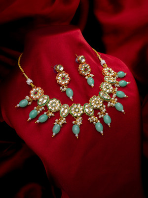 Vermont Brass Gold-plated White, Green Jewellery Set(Pack of 2)