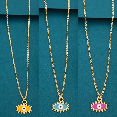 BOGHRA SALES Exclusive Pack Of 3 Evil Eye Charm Alloy Necklace Chain For Girls,Women Gold-plated Plated Alloy Necklace