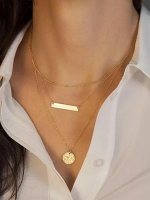 Dressberry Gold Plated Triple Layered Coin Pendant Gold-plated Plated Alloy Necklace