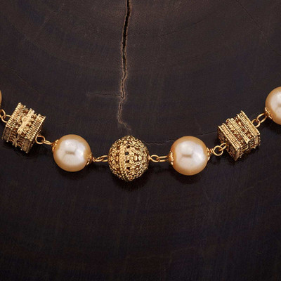 Kushal's Fashion Jewellery Pearl Gold-Plated Ethnic Antique Necklace Gold-plated Plated Copper Necklace