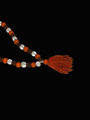 SHATAKAM Original Rudraksh heavy mala with orange beads and sphatik beads Wood Chain