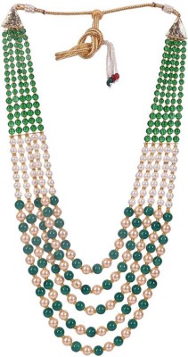 Aamrapali Silver Gems Jewels Base Metal Sea Shell Pearl Green White Beads & Pearl Strands Necklace Beads Stone Necklace