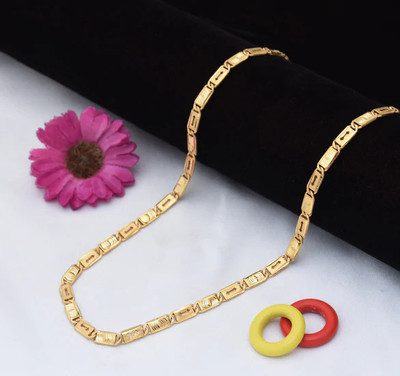 LASAVAMON 1 gram High Quality Indian Polished “20” Inches Gold Chain for Men and boy Gold-plated Plated Alloy Chain