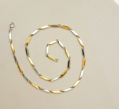 yuvaan crystal golden chain for men & Boys... Golden white rice chain Stainless Steel Chain
