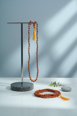 TRINETRA ENTERPRISE 3mm 5 Mukhi Rudraksh mala COMBO Wood Chain