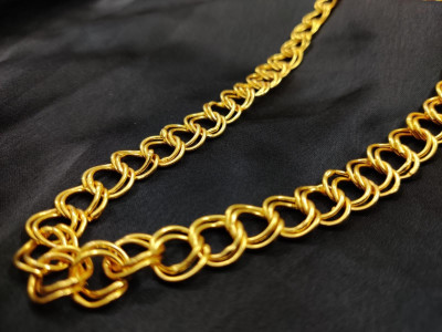 Lovemi Movements Golden Chain For Men Boys Exclusive Gold Plated Golden Thin Neck Chain (Round) Gold-plated Plated Alloy Chain