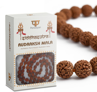 Paraayan 5 Mukhi Certified Rudraksha Jaap Mala Original 108 Beads for Man & Women Beads Rudraksha Chain