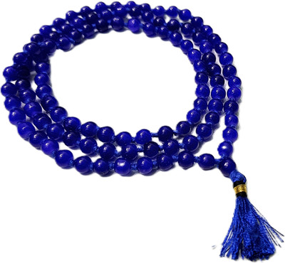 Tanishka Blue Agate/ Blue Haqiq Mala 6.mm 108 Beads. Jaap & Wearing Mala with Gomukhi. Agate Stone Chain