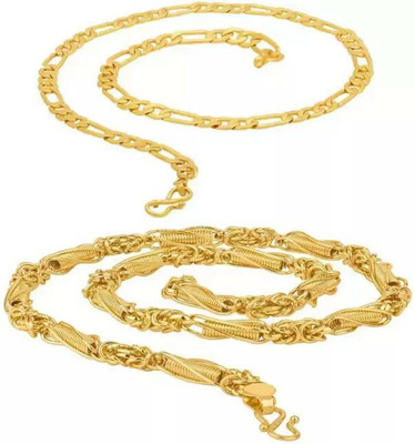 Aviate SACHIN CHAIN & S SPRING (CHAIN) (PACK 2) Cubic Zirconia Gold-plated Plated Alloy Chain Set