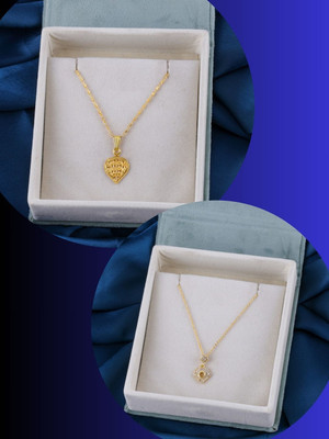 Dressberry DressBerry Gold-Plated Pendants with Chains (Pack of 2) Gold-plated Plated Brass Necklace