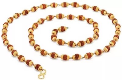 SOTNIX Rudraksha Mala with Golden Cap Gold-plated Plated Brass Chain