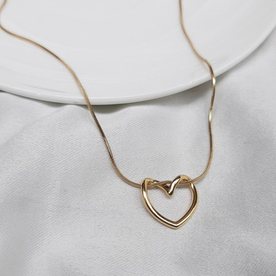 Peprika Gold Plated Stainless Steel Twist Heart Pendent With Chain Gold-plated Stainless Steel Pendant Set