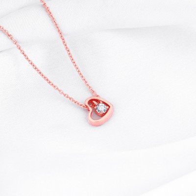 GIVA 925 Silver Rosegold Whole Heart Necklace for Women Zircon Rhodium Plated Sterling Silver Necklace