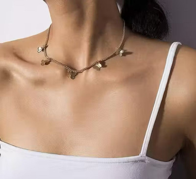 Buyvera Stylish Gold Plated Butterfly Charm Necklace Gold-plated Plated Alloy Necklace