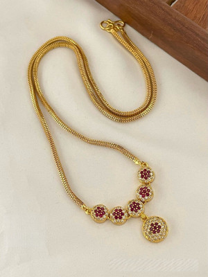 PBM CREATIONS Gold plated Latest and Traditional chain/Impon Adigai/Covering Necklace Gold-plated Plated Copper Chain Set
