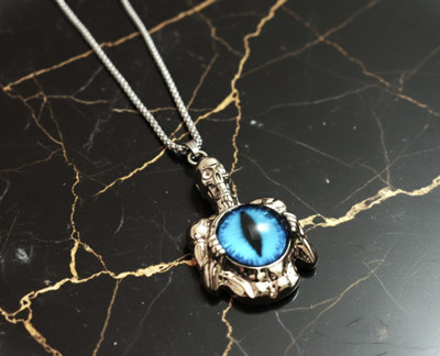 PRIDE STORE Stylish Evil Eye Pendant Locket with Rope Chain for Men & Boys Rhodium, Silver Plated Stainless Steel Chain