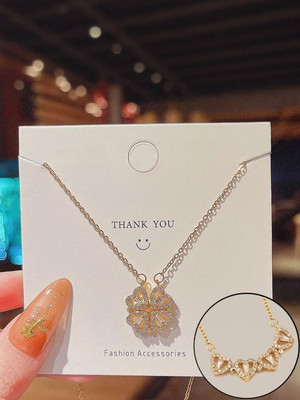 Dressberry Gold-plated Multi Wearing Clover Open Hearts Magnetic Necklace For Women Gold-plated Plated Alloy Necklace