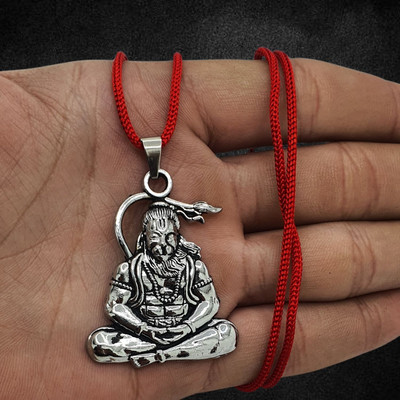 House Spiritual ENTERPRISE Religious lord pawanputra Hanuman bajarangBali Bala ji locket Silver Plated Brass, Alloy Necklace Set