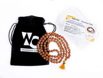 HULARA Rudraksha Panchmukhi Mala 108+1 Bodhi Seed with 7-8mm Beads Rudraksha Jaap Mala Wood Chain