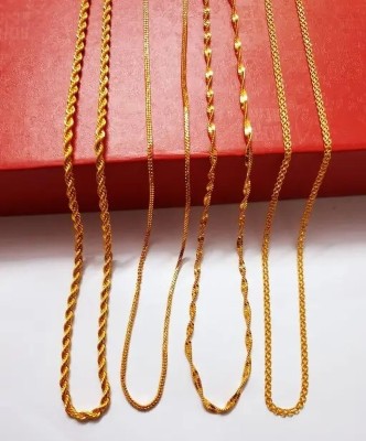 REVERSEA Combo 4 Set Chain Made in India Gold-plated Plated Brass, Copper Chain Set