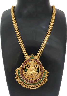 Hanaa Hanaa 1 Gram Gold Micro Plated Traditional Laxmi Short Necklace Chain for Women Gold-plated Plated Brass, Copper Necklace